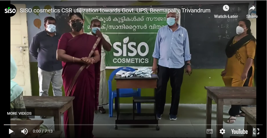 SISO cosmetics CSR utilization towards Govt. UPS, Beemapally, Trivandrum